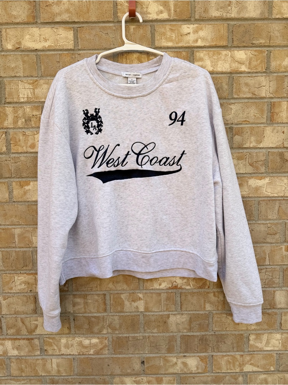Better Together LA West Coast Embroidered Crewneck Sweatshirt Light Gray Size S